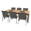 OUTLIV. Davos Gartenmöbelset 7-teilig Stapelsessel Mit Linz Tisch 220x100 Cm Anthrazit/Grau