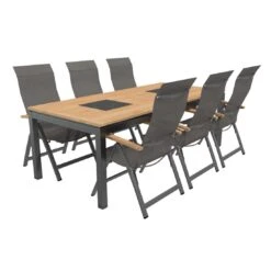 OUTLIV. Davos Gartenmöbelset 7-teilig Klappsessel Mit Linz Tisch 220x100 Cm Anthrazit/Grau -Outliv 1173208 3