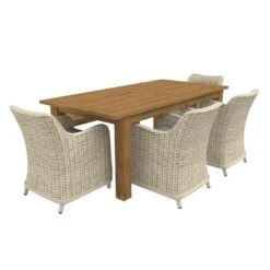 OUTLIV. Oxford Gartenmöbelset 6-teilig Geflecht-Diningsessel Mit Ausziehtisch 200/260x100 Cm Braun/Teak -Outliv 1175210 3