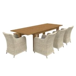 OUTLIV. Oxford Gartenmöbelset 6-teilig Geflecht-Diningsessel Mit Ausziehtisch 200/260x100 Cm Braun/Teak -Outliv 1175210 4