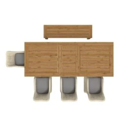 OUTLIV. Oxford Gartenmöbelset 6-teilig Geflecht-Diningsessel Mit Ausziehtisch 200/260x100 Cm Braun/Teak -Outliv 1175210 5