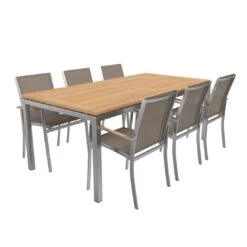 OUTLIV. Oviedo Gartenmöbelset 8-teilig Stapelsessel Mit OUTLIV. Tisch 200x100 Cm Edelstahl/Taupe