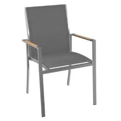 OUTLIV. Oviedo Gartenmöbelset 8-teilig Stapelsessel Mit OUTLIV. Tisch 200x100 Cm Edelstahl/Schwarz-Silber -Outliv 1176519 8