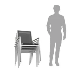 OUTLIV. Oviedo Gartenmöbelset 8-teilig Stapelsessel Mit OUTLIV. Tisch 200x100 Cm Edelstahl/Schwarz-Silber -Outliv 1176519 9