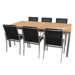 OUTLIV. Oviedo Gartenmöbelset 8-teilig Stapelsessel Mit OUTLIV. Tisch 200x100 Cm Edelstahl/Schwarz -Outliv 1176530 3