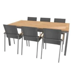 OUTLIV. Rimini Gartenmöbelset 8-tlg. Tisch 200x100cm Edelstahl/Silber-Schwarz -Outliv 1176772 3