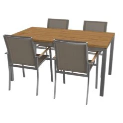 OUTLIV. Oviedo Gartenmöbelset 5-teilig Stapelsessel Mit Rimini Tisch 160x90 Cm Edelstahl/Taupe -Outliv 1176992 3