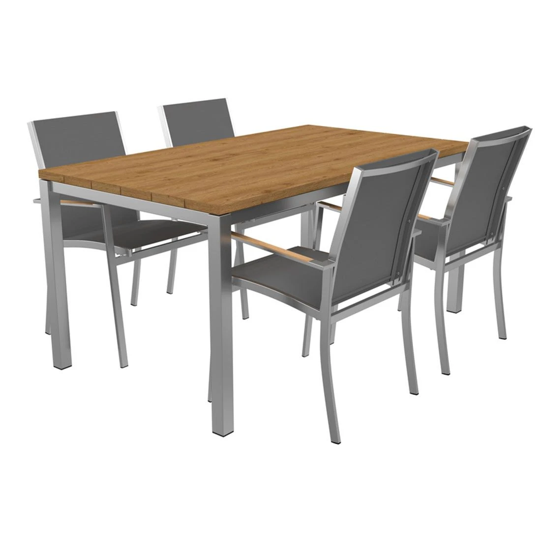 OUTLIV. Oviedo Gartenmöbelset 5-teilig Stapelsessel mit Rimini Tisch 160x90 cm Edelstahl/Schwarz-Silber OUTLIV. Oviedo Gartenmöbelset 5-teilig Stapelsessel Mit Rimini Tisch 160x90 Cm Edelstahl/Schwarz-Silber -Outliv 1177003 1