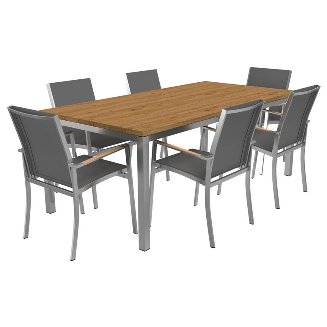 OUTLIV. Oviedo Gartenmöbelset 7-teilig Stapelsessel mit Rimini Tisch 200x100 cm Edelstahl/Schwarz-Silber OUTLIV. Oviedo Gartenmöbelset 7-teilig Stapelsessel Mit Rimini Tisch 200x100 Cm Edelstahl/Schwarz-Silber -Outliv 1177707 1