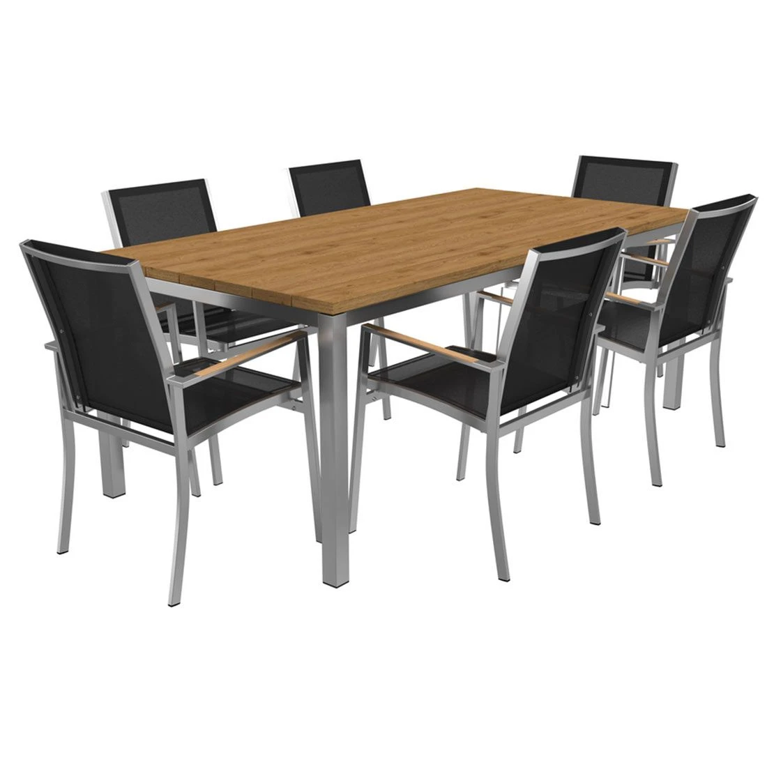 OUTLIV. Oviedo Gartenmöbelset 7-teilig Stapelsessel mit Rimini Tisch 200x100 cm Edelstahl/Schwarz OUTLIV. Oviedo Gartenmöbelset 7-teilig Stapelsessel Mit Rimini Tisch 200x100 Cm Edelstahl/Schwarz -Outliv 1177729 1