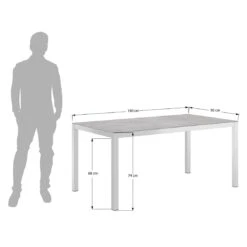 OUTLIV. Gartentisch 160x90cm Edelstahl/Glas-Keramikoptik Edelstahl/Dark Grey -Outliv 1237250 6