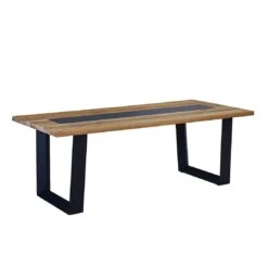 OUTLIV. Tri Gartentisch 200x100cm Aluminium/Teak Recycelt Anthrazit/Natur