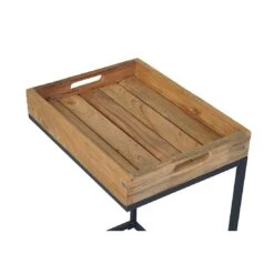 OUTLIV. Tray Beistelltisch 46x30cm Stahl/Teak Recycelt Schwarz/Teak -Outliv 1243762 5