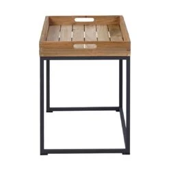OUTLIV. Tray Beistelltisch 53x35cm Stahl/Teak Recycelt Schwarz/Teak -Outliv 1243784 3