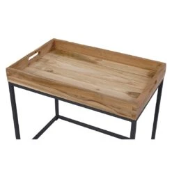 OUTLIV. Tray Beistelltisch 53x35cm Stahl/Teak Recycelt Schwarz/Teak -Outliv 1243784 4