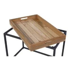 OUTLIV. Tray Beistelltisch 53x35cm Stahl/Teak Recycelt Schwarz/Teak -Outliv 1243784 5