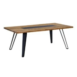 OUTLIV. Alita Gartentisch 200x100cm Stahl/Teak Recycelt Schwarz/Teak