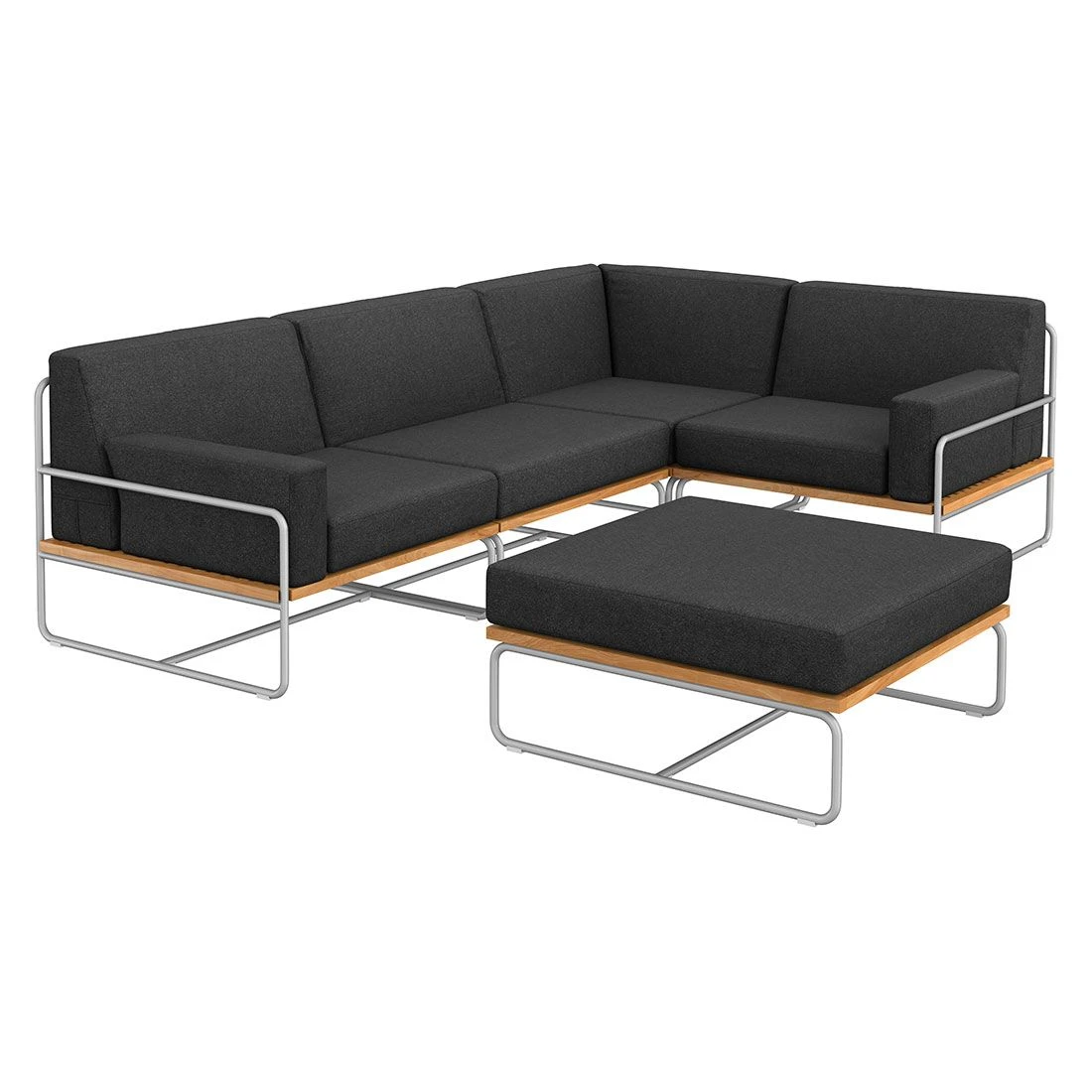 OUTLIV. Largo Ecklounge 5-teilig Stahl/Akazie mit Kissen Silber/Dunkelgrau OUTLIV. Largo Ecklounge 5-teilig Stahl/Akazie Mit Kissen Silber/Dunkelgrau -Outliv 854428 2