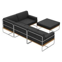 OUTLIV. Largo Ecklounge 5-teilig Stahl/Akazie Mit Kissen Silber/Dunkelgrau 3 OUTLIV. Largo Ecklounge 5-teilig Stahl/Akazie Mit Kissen Silber/Dunkelgrau -Outliv 854428 4