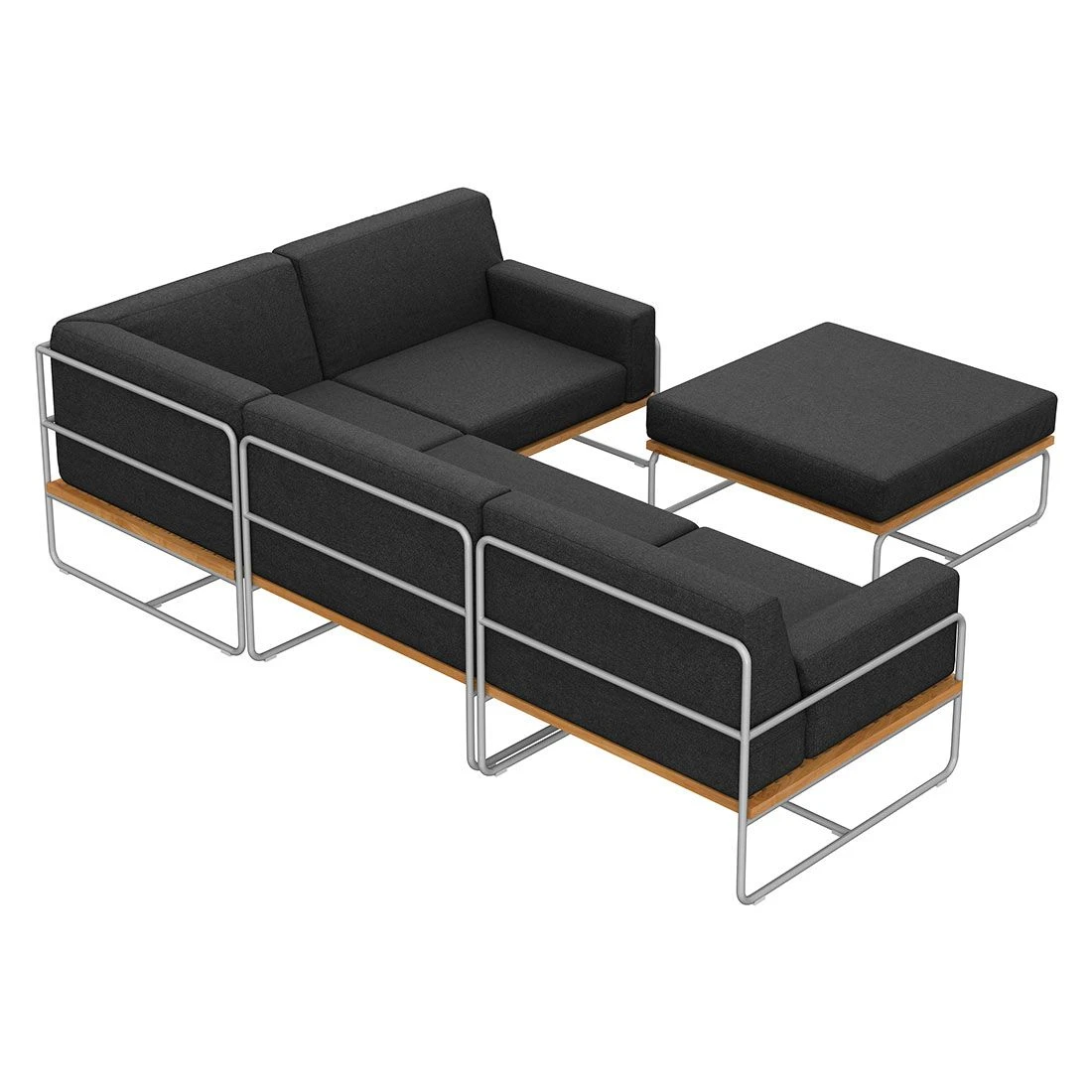 OUTLIV. Largo Ecklounge 5-teilig Stahl/Akazie mit Kissen Silber/Dunkelgrau OUTLIV. Largo Ecklounge 5-teilig Stahl/Akazie Mit Kissen Silber/Dunkelgrau -Outliv 854428 4