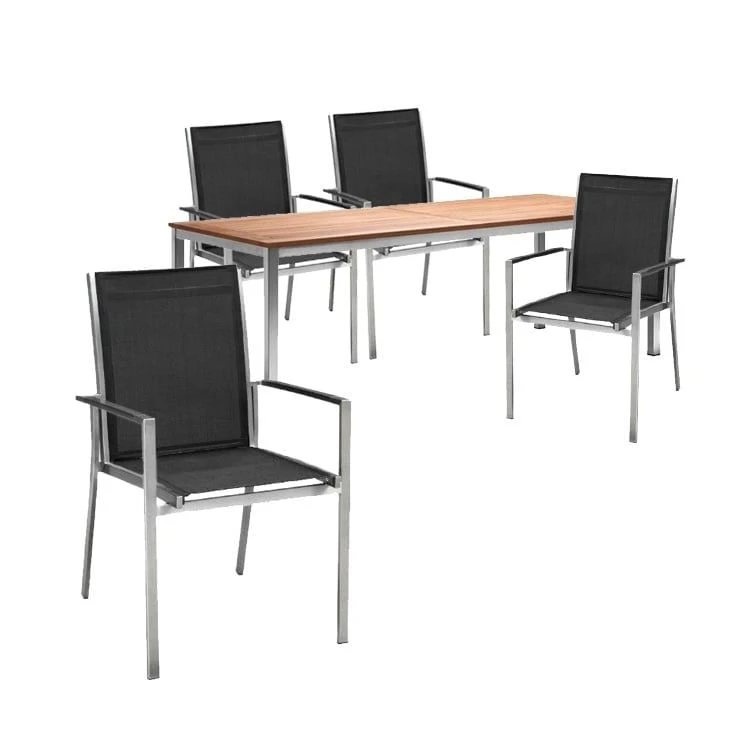 OUTLIV. Oviedo Gartenmöbelset 5-teilig Edelstahl / Textilen / Teak Schwarz OUTLIV. Oviedo Gartenmöbelset 5-teilig Edelstahl / Textilen / Teak Schwarz -Outliv 975032 1