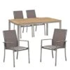 OUTLIV. Oviedo Stapelstühle Gartenmöbelset 5-teilig Mit Granada Ausziehtisch Taupe