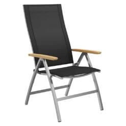 OUTLIV. Oviedo Klappsessel Edelstahl/Textilene/Teak-AL Schwarz