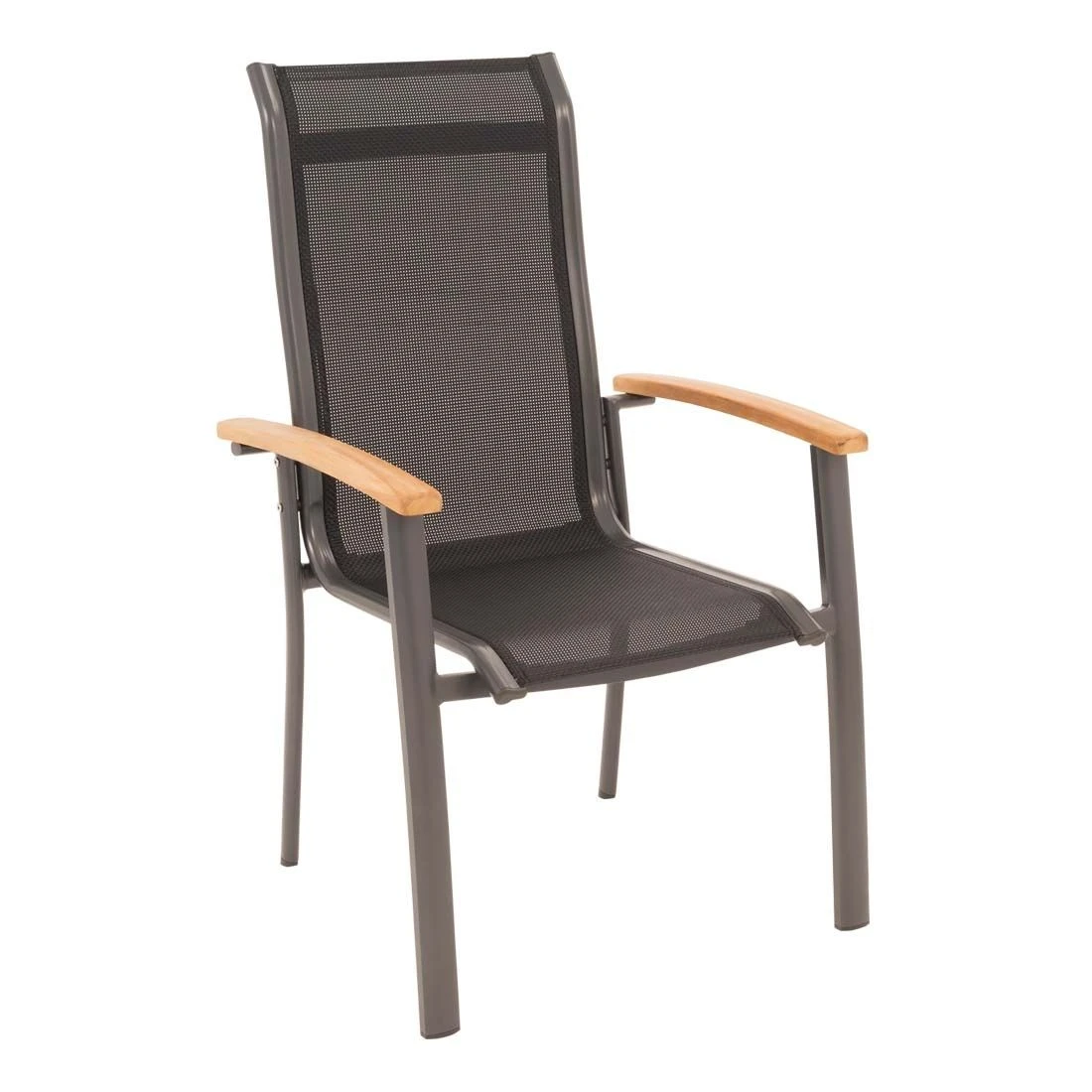 OUTLIV. Alpha Stapelsessel Aluminium/Textilene Teakarmlehnen Anthrazit/Schwarz OUTLIV. Alpha Stapelsessel Aluminium/Textilene Teakarmlehnen Anthrazit/Schwarz -Outliv 987187 1 1