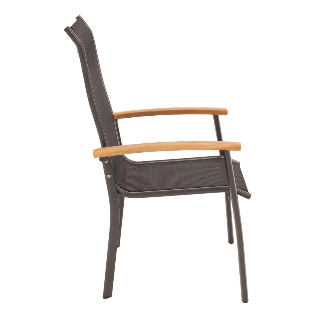 OUTLIV. Alpha Stapelsessel Aluminium/Textilene Teakarmlehnen Anthrazit/Schwarz OUTLIV. Alpha Stapelsessel Aluminium/Textilene Teakarmlehnen Anthrazit/Schwarz -Outliv 987187 3