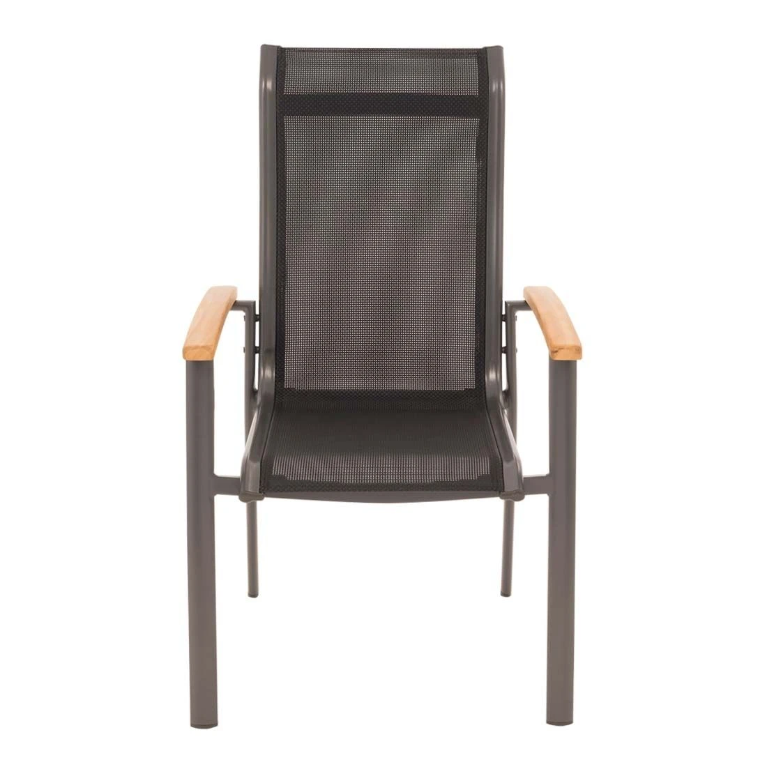 OUTLIV. Alpha Stapelsessel Aluminium/Textilene Teakarmlehnen Anthrazit/Schwarz OUTLIV. Alpha Stapelsessel Aluminium/Textilene Teakarmlehnen Anthrazit/Schwarz -Outliv 987187 4