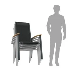 OUTLIV. Alpha Stapelsessel Aluminium/Textilene Teakarmlehnen Anthrazit/Schwarz 6 OUTLIV. Alpha Stapelsessel Aluminium/Textilene Teakarmlehnen Anthrazit/Schwarz -Outliv 987187 6