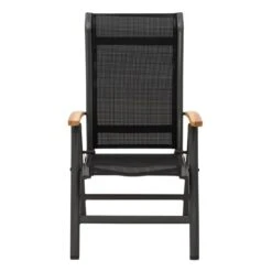 OUTLIV. Alpha Klappsessel Aluminium/Textilene Teakarmlehnen Anthrazit/Schwarz -Outliv 987396 2