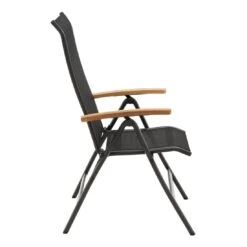 OUTLIV. Alpha Klappsessel Aluminium/Textilene Teakarmlehnen Anthrazit/Schwarz -Outliv 987396 3