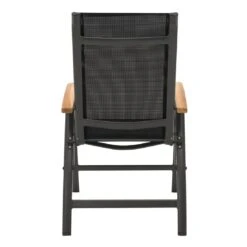 OUTLIV. Alpha Klappsessel Aluminium/Textilene Teakarmlehnen Anthrazit/Schwarz -Outliv 987396 4