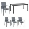OUTLIV. Atlanta Gartenmöbelset 5-tlg. Tisch 160x90cm Anthrazit/Schwarz-Grau
