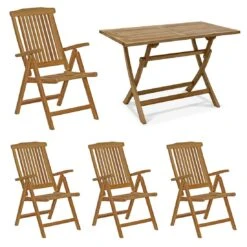 OUTLIV. Ontario Gartenmöbelset 5-tlg. Mit Klapptisch 120x70cm Natur