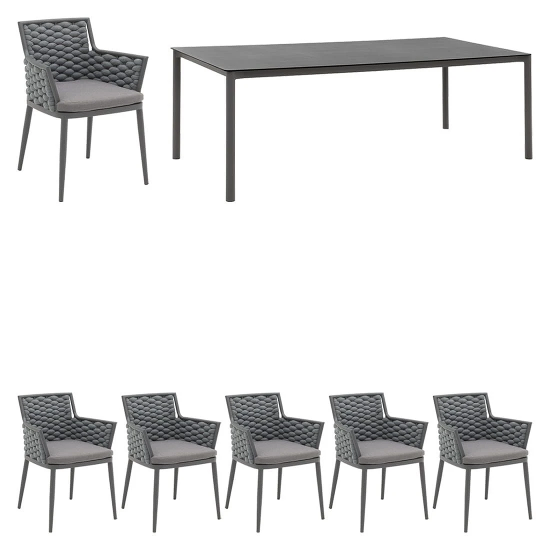 OUTLIV. Leon Gartenmöbelset 7-tlg.Tisch 220x100 cm Anthrazit/Anthrazit-Blau-Meliert OUTLIV. Leon Gartenmöbelset 7-tlg.Tisch 220x100 Cm Anthrazit/Anthrazit-Blau-Meliert -Outliv by ds leon gartenmoebelset 7 tlg mit gartentisch 220x100cm 1391283 1