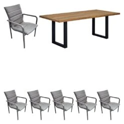 OUTLIV. Fontana Gartenmöbels. 7-tlg.+Gartentisch 200x100cm Anthrazit/Grau