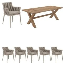 OUTLIV. Leon Gartenmöbelset 7-tlg. Tisch 220x100cm Grau/Beige