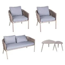 OUTLIV. Loungeset 5-tlg. Stahl/Rope Sand/Grau -Outliv outliv 5 tlg loungegruppe aluminium rope 1429552 3