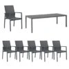 OUTLIV. Atlanta Gartenmöbelset 7-tlg. Mit Tisch 220x100cm Anthrazit/Schwarz