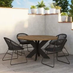 OUTLIV. Atlanta Gartentisch Ø150cm Aluminium/Teak Anthrazit/Teak Recycelt 2 OUTLIV. Atlanta Gartentisch Ø150cm Aluminium/Teak Anthrazit/Teak Recycelt -Outliv outliv atlanta gartentisch durchm150cm aluminium teak 1184901 3
