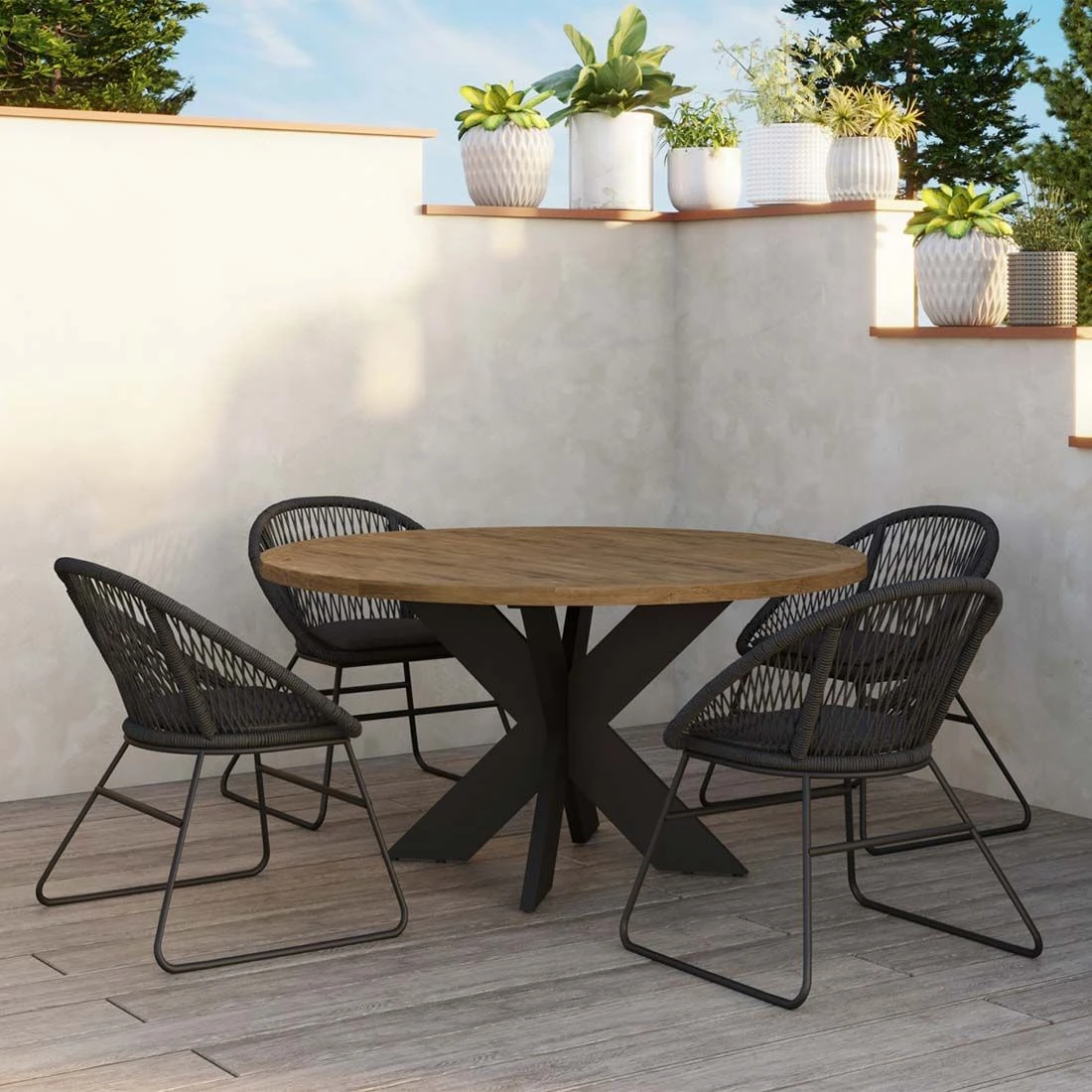 OUTLIV. Atlanta Gartentisch Ø150cm Aluminium/Teak Anthrazit/Teak Recycelt OUTLIV. Atlanta Gartentisch Ø150cm Aluminium/Teak Anthrazit/Teak Recycelt -Outliv outliv atlanta gartentisch durchm150cm aluminium teak 1184901 3