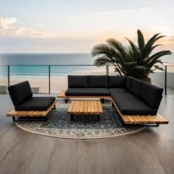 OUTLIV. Bahamas Ecklounge 4-tlg. Aluminium/Polyester Schwarz