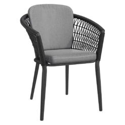OUTLIV. Bormio Gartensessel Aluminium/Rope Inkl. Kissen Schwarz/Dunkelgrau