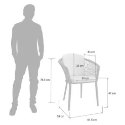 OUTLIV. Bormio Gartensessel Aluminium/Rope Inkl. Kissen Schwarz/Dunkelgrau -Outliv outliv bormio diningsessel aluminium rope inkl kissen 1337273 3