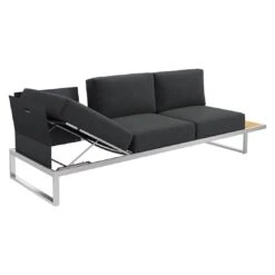 OUTLIV. Capri Gartensofa Schwarz -Outliv outliv capri 3 sitzersofa edelstahl teak inklusive kissen schwarz 1168940 6