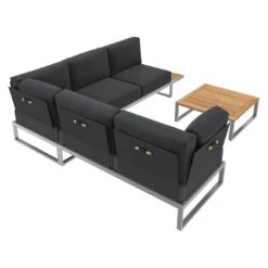 OUTLIV. Capri Ecklounge 3tlg Edelstahl/Teak Schwarz -Outliv outliv capri loungegruppe 3tlg edelstahl teak schwarz 1182393 4