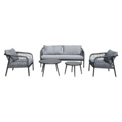 OUTLIV. Charleston Loungeset Aluminium/Olefin/Rope Anthrazit/Hellgrau -Outliv outliv charleston loungeset 5 tlg aluminium rope 1422006 3