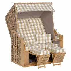 OUTLIV. Cliff Strandkorb Teak/Geflecht Natura-Antik